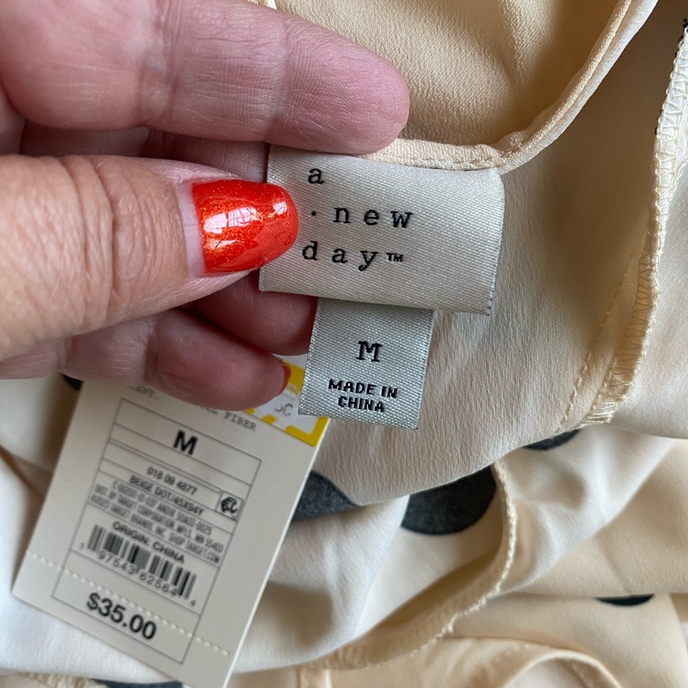 a new day Cream and black Polka Dots High Low Dress NWT - Picture 9 of 11